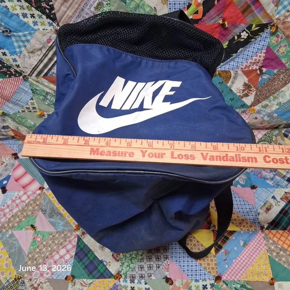Vintage Nike Blue Yellow Swoosh Gym Duffle Bag Large 1 Pocket